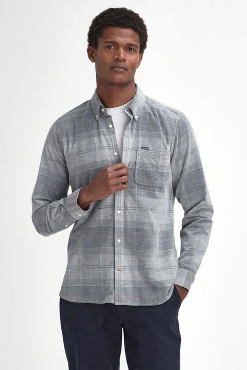 پیراهن کرکوردی طرح تارتان Tailored مدل Blair برند Barbour رنگ Blue Granite کد TN21