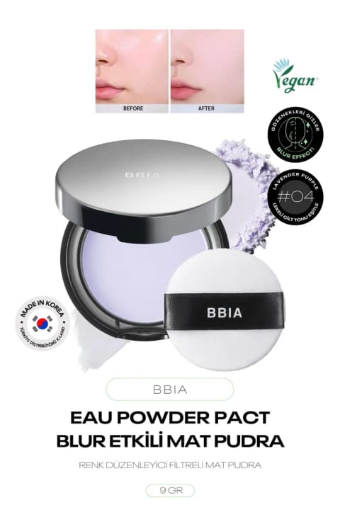 BBIA پودر فشرده بلور و ضد چربی با ماندگاری تمام روز Eau Powder Pact