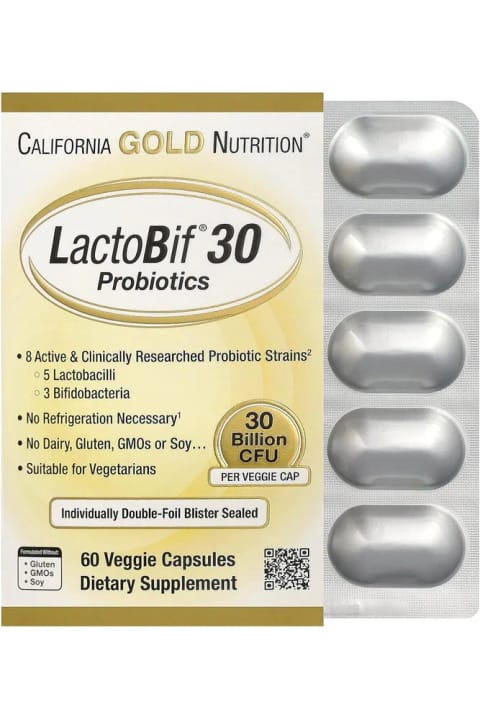 California Gold Nutrition Lactobif 30 Probi.otics 60 کپسول گیاهی