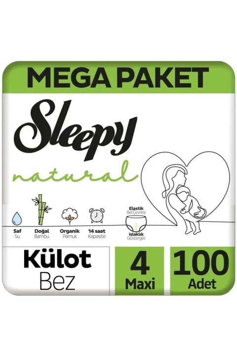 Sleepy Natural شورت پوشک بچه سایز ۴ بسته ۱۰۰ عددی