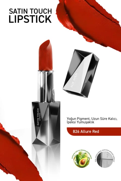 Alix Avien رژ لب نیمه مات بلند ماندگار مرطوب‌کننده با اثری صاف - ساتن — 826 Allure Red