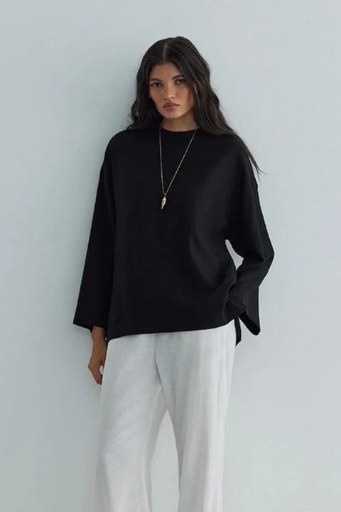 بلوز کتان کاوالا مشکی