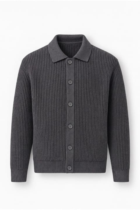 بافت کاردیگان مردانه جادکمهدار Valiberta Palermo اورسایز بافت سلانیک - دودی
