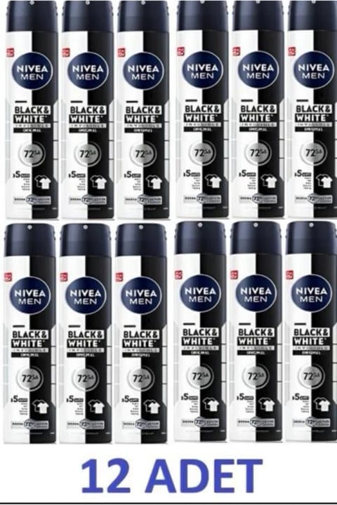 NIVEA MEN اسپری دئودورانت Black & White Original ۲۰۰ میلیلیتر — ۱۲ عدد