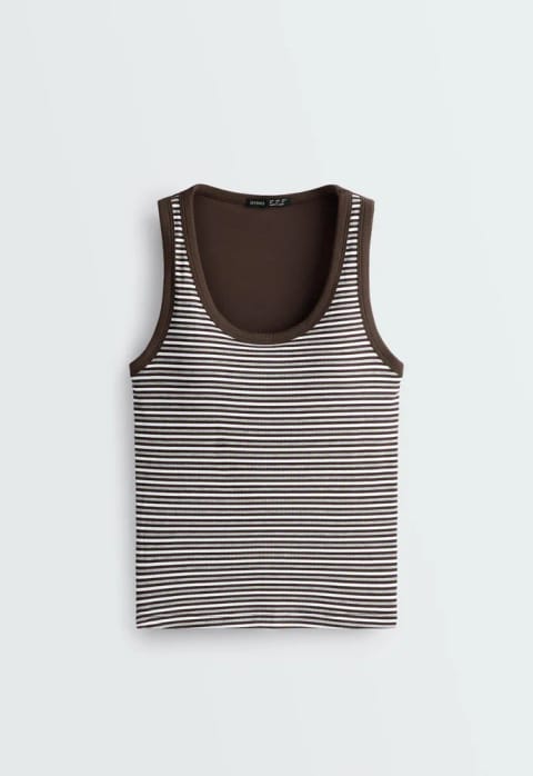 Rib striped modal blend tank top