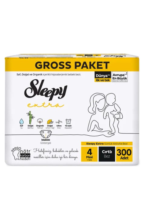 Sleepy Extra پوشک بچه یکبار مصرف سایز 4 ماکسی، بسته اقتصادی 300 عددی