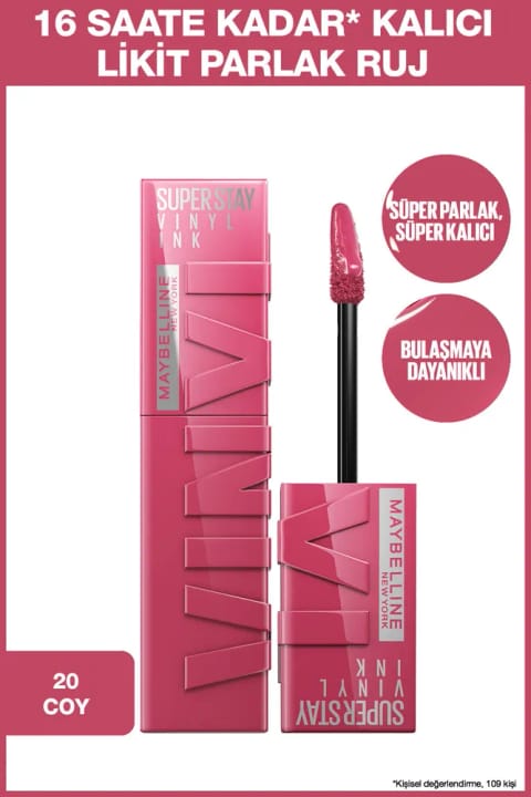 Maybelline New York Super Stay Vinyl Ink رژ لب مایع براق ماندگار