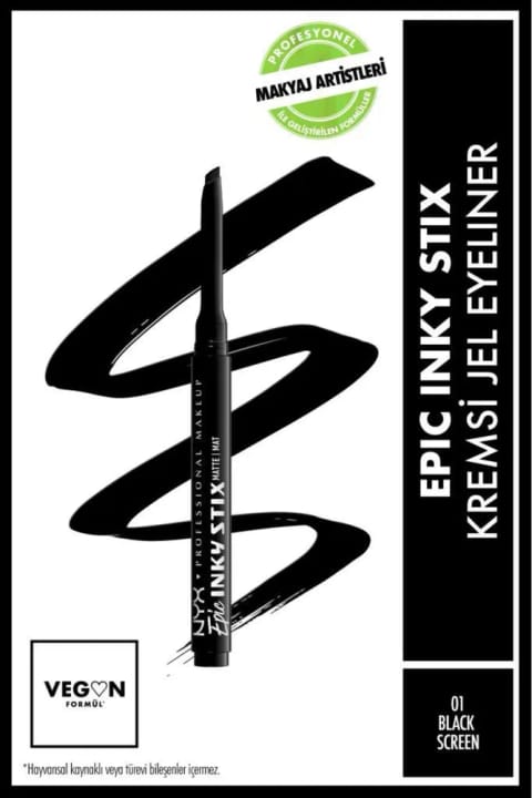 خط چشم ژلی خامه‌ای NYX Professional Makeup Epic Inky Stix - 01 Black Screen
