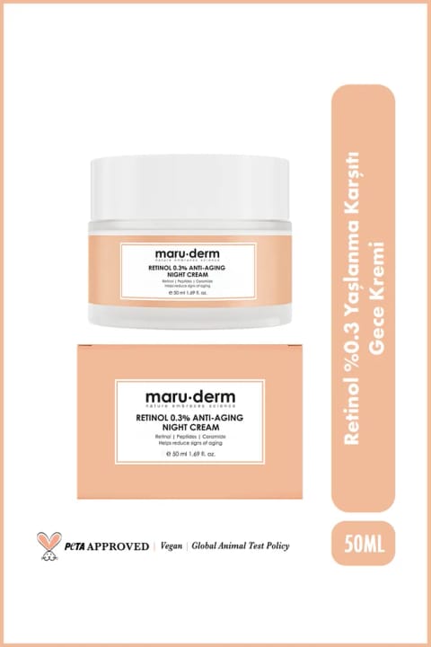 Maru.Derm Retinol %0.3 ضد پیری کرم شب – ضد چین و چروک ترمیمکننده...