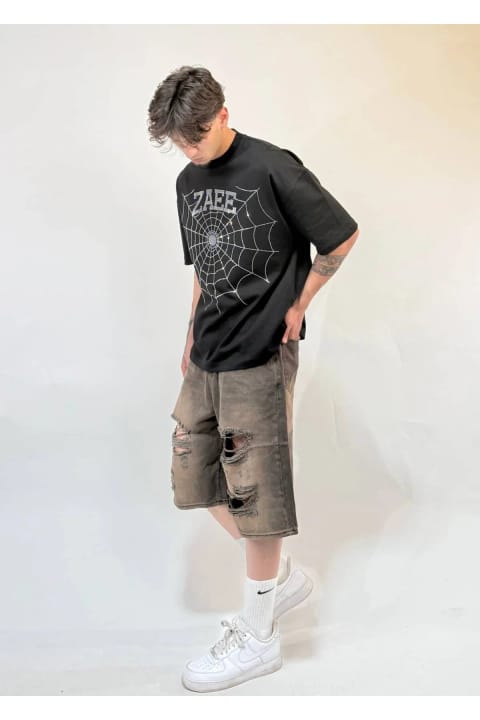 zaee تیشرت Oversize با نگینهای عنکبوتی