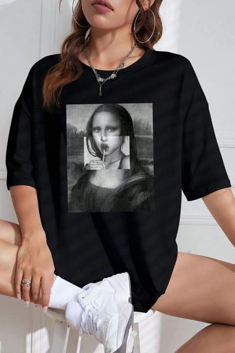 تیشرت طراحی چاپ Mona Lisa یونیسکس uyguntarz