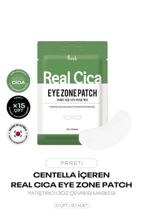 Prreti 15 جفت ماسک آرام‌بخش دور چشم سیکا Real Cica Eye Zone Patch