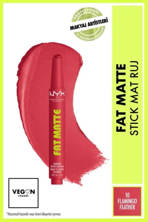 رژ لب مات مرطوبکننده NYX Professional Makeup Fat Matte - 10 Flamingo Feather