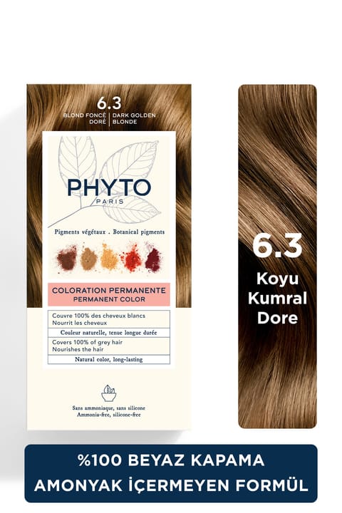رنگ موی گیاهی دائمی بدون آمونیاک Phyto Color شماره 6.3 بلوند تیره طلایی