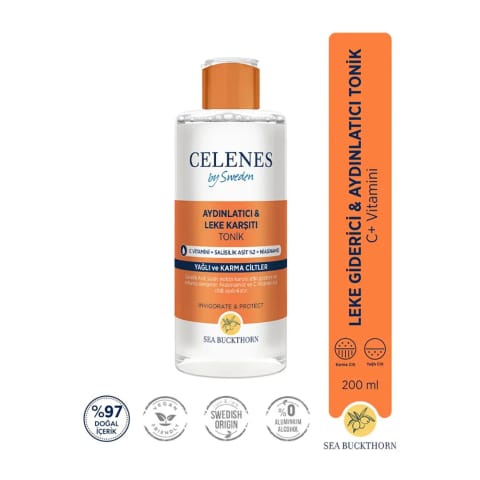 تونر روشن‌کننده و ضدلک Celenes Sea Buckthorn 200 میلی‌لیتر