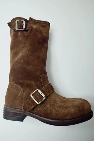 SPLIT SUEDE BIKER BOOTS