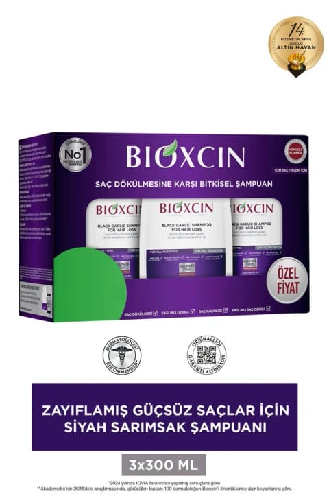 Bioxcin شامپو سیر سیاه 3×300 میلیلیتر