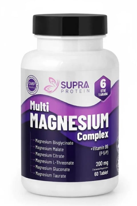 Supra Protein Multi Magnezyum Complex 60 Tablet - Bisglisinat + Sitrat + Malat...