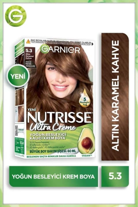 رنگ موی کرمی دائمی مغذی Garnier Nutrisse 5.3 قهوهای کاراملی طلایی