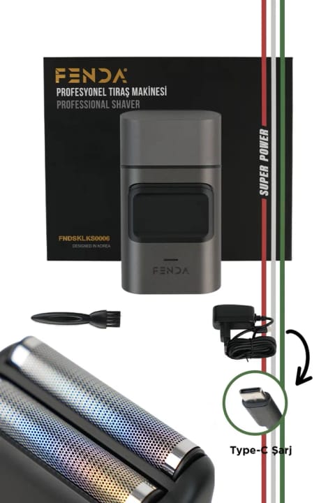 ماشین اصلاح شارژی حرفهای Fenda با نشانگر LED مدل FNDSKLKS0006GY رنگ خاکستری