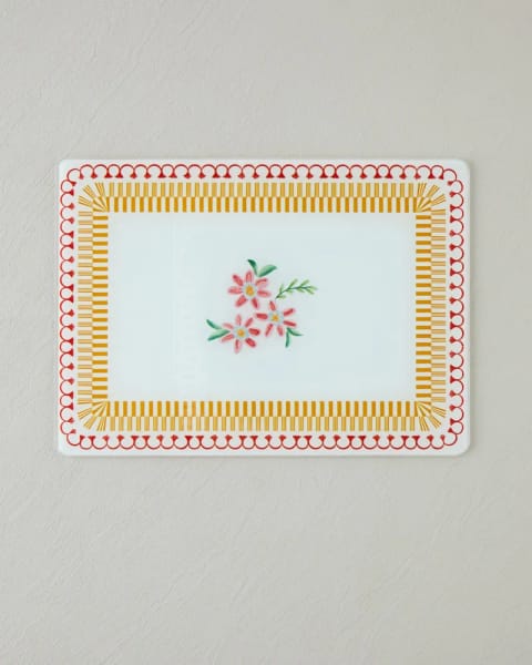 تخته برش شیشه‌ای Red Flowers 20x30 سانتی‌متر قرمز-نارنجی