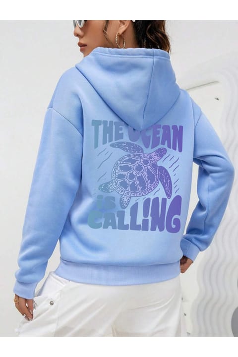 سویشرت اورسایز یونیسکس uyguntarz طرح چاپی The Ocean is Calling