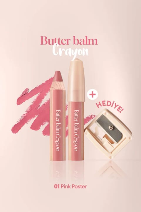 کلیو بالم لب رنگی و مدادی کرمی با تراش CLIO Butter Balm — 001 Pink Poster
