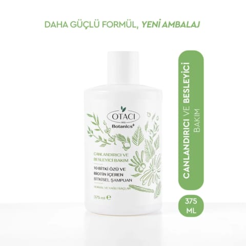 شامپوی گیاهی احیاکننده Otacı Botanics+ با 10 گیاه و Biotin حجم 375 میلی‌لیتر