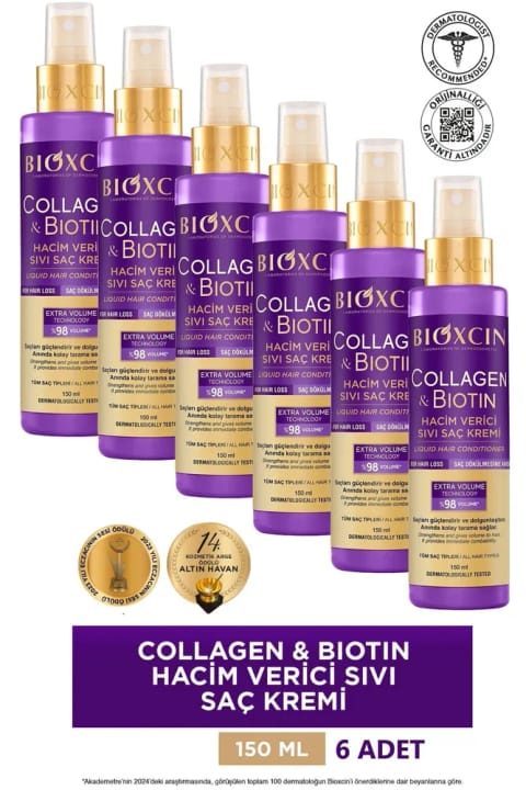 Bioxcin Collagen Biotin نرمکننده مایع حجمدهنده مو 6×150ml