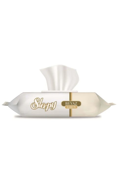 دستمال مرطوب Sleepy 90 برگ با عطر صابون سفید، درب پلاستیکی، بسته تکی