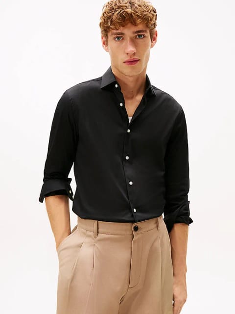 پیراهن مردانه یقه فلکس ساده Tommy Hilfiger