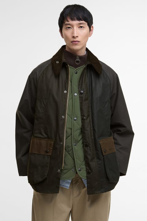 کاپشن روغنی Barbour Patchwork Bedale SG51 رنگ Sage Multi