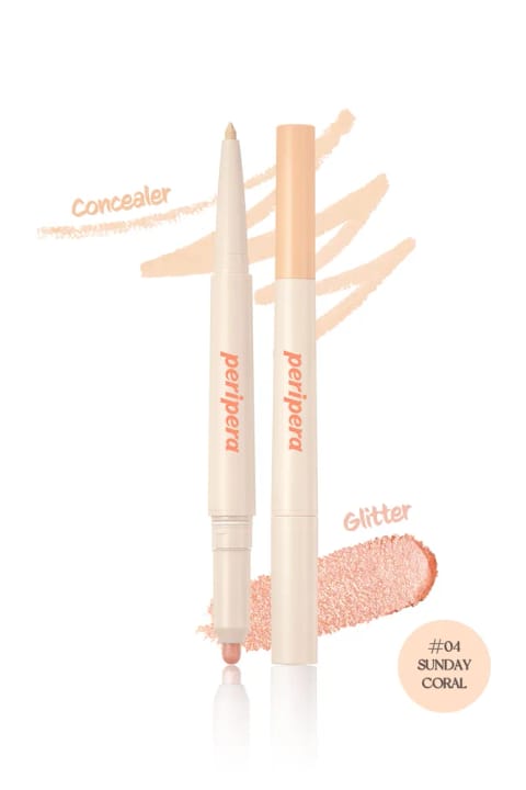 PERIPERA Sugar Twinkle Duo Eye Stick دو سر کانسیلر و سایه چشم براق — 04 Sunday Coral