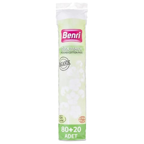 Benri پد پنبهای ارگانیک پاککننده آرایش 80+20 عددی