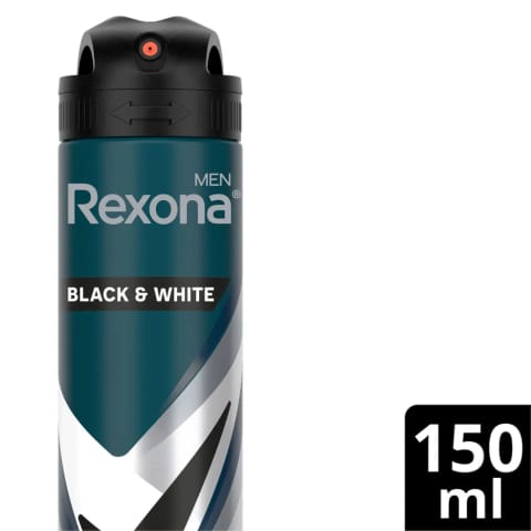 Rexona Men اسپری دئودورانت Invisible Black & White 72 ساعت محافظت مداوم 150 میلی‌لیتر