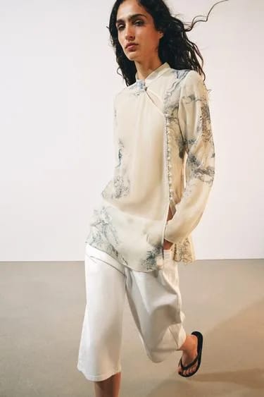 بلوز چاپی دکمه‌دار ZW Collection