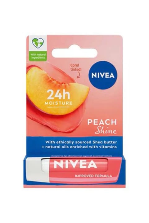 NIVEA کرم مراقبت از لب و براق‌کننده لب هلو ۴.۸ گرم ۲۴ ساعت آبرسانی