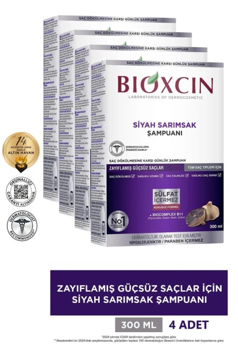 Bioxcin شامپو سیر سیاه 4×300 میلی‌لیتر