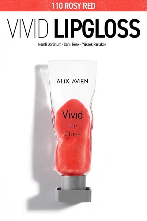 براق‌کننده لب مرطوب‌کننده Alix Avien حاوی Vitamin E با فینیش براق - Vivid Li... — 110 Rosy Red