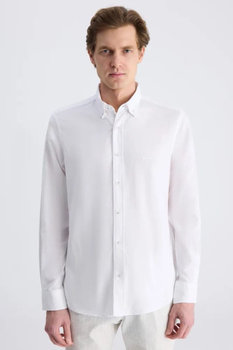 D'S Damat Ds Damat Comfort پیراهن سفید آرمرلو ۱۰۰٪ پنبه