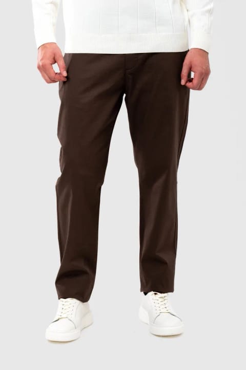 D'S Damat شلوار چینو گاباردین قهوه‌ای مدل Relaxed Fit (بدون چین)