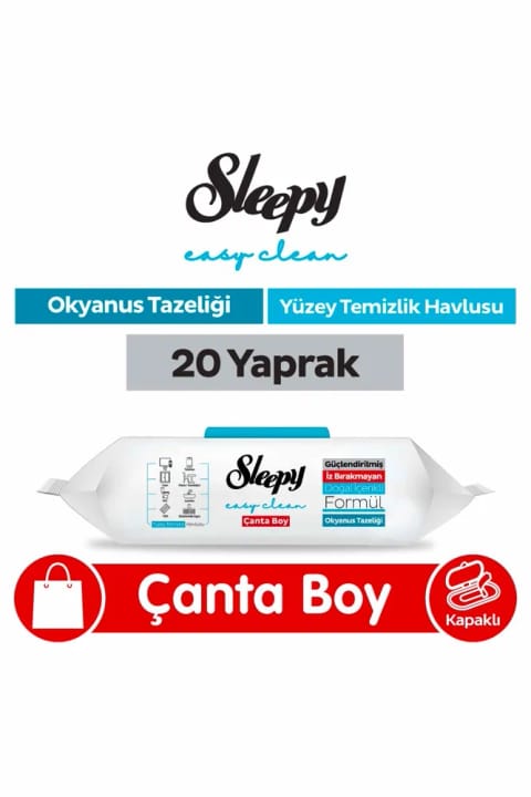 Sleepy Easy Clean دستمال تمیزکننده سطح با عطر اقیانوس، سایز کیف، 20 برگی