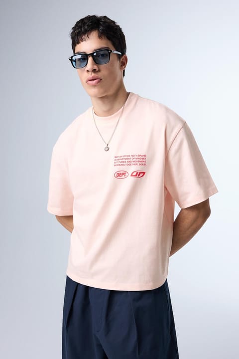 تیشرت پسرانه Bershka مدل Boxy fit با طرح نوشته خیابانی