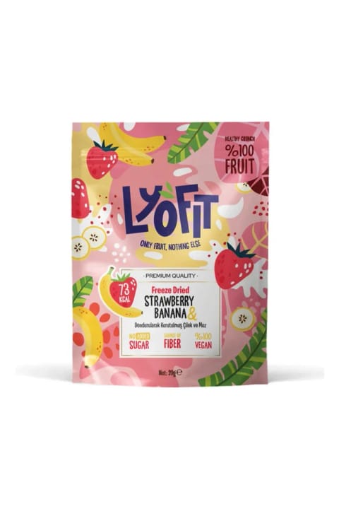 Lyofit Food چیپس میوه موز و توت فرنگی - خشک شده به روش انجمادی Freeze Dried Ç...