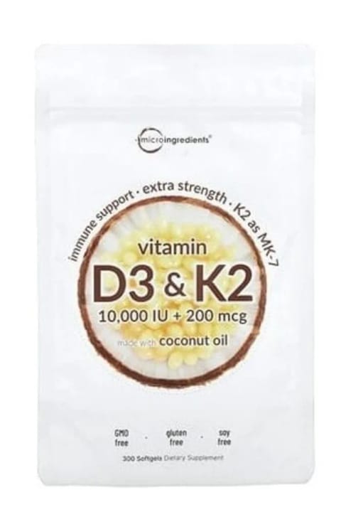 Micro ingredients Vitamin D3 + K2، 300 Softgels ساخت USA - DaphneLabs
