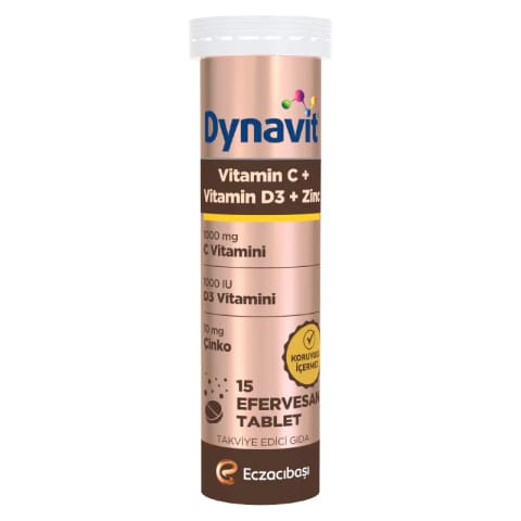 Dynavit Vitamin C + Vitamin D3 + روی 15 قرص جوشان
