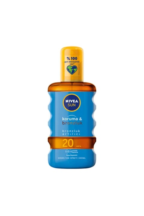 NIVEA Sun SPF20 محافظت و برنزه‌کننده روغن آفتاب اسپری ۲۰۰ میلی‌لیتر
